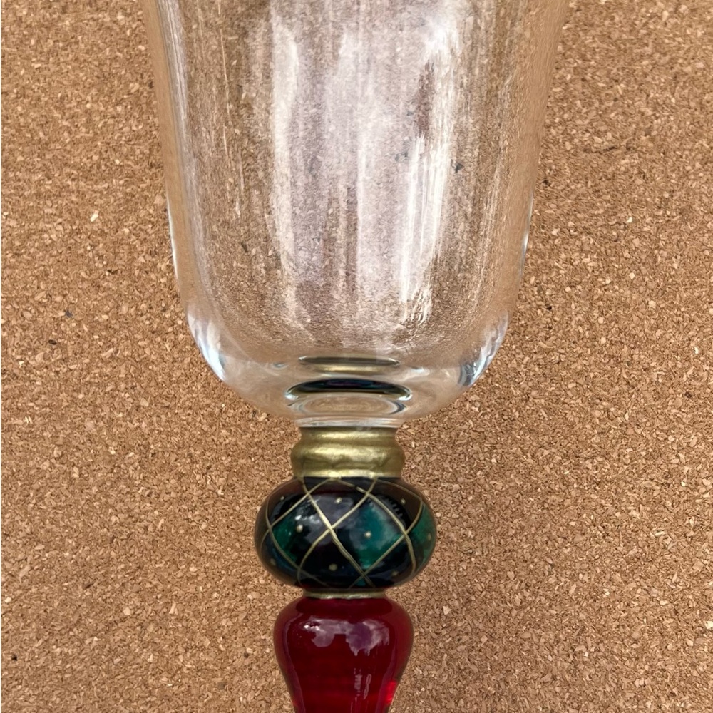 Vintage Pier 1 Imports Wine Glass Water Goblet Stemmed Hand Painted Qty 4 - Picture 5 of 7
